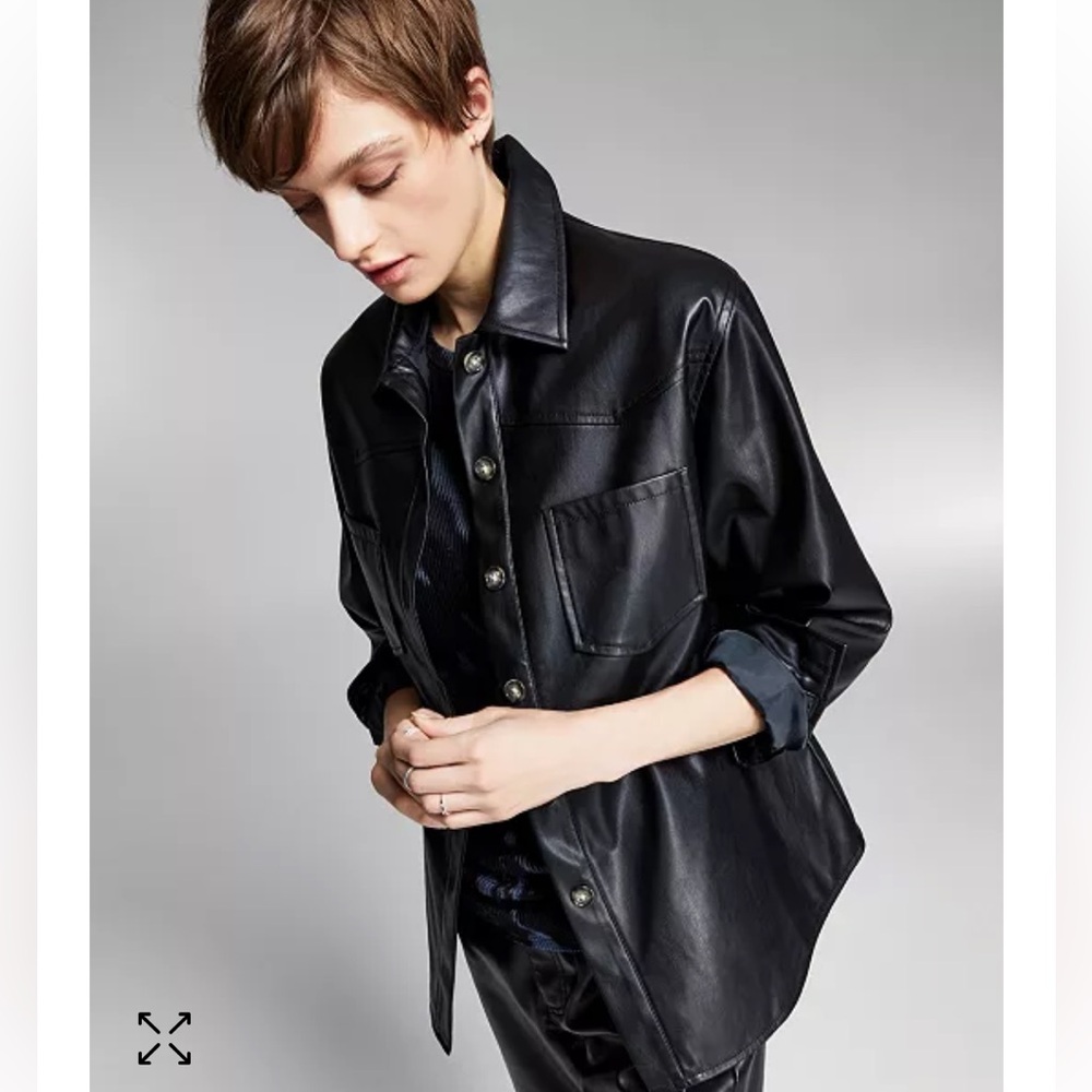 AND NOW THIS Faux Leather Shirt Jacket